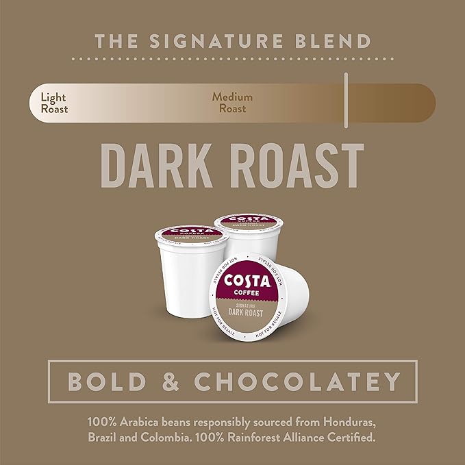 Costa Dark Roast Single Serve K-Cup Pods for Retail (6/10 count)