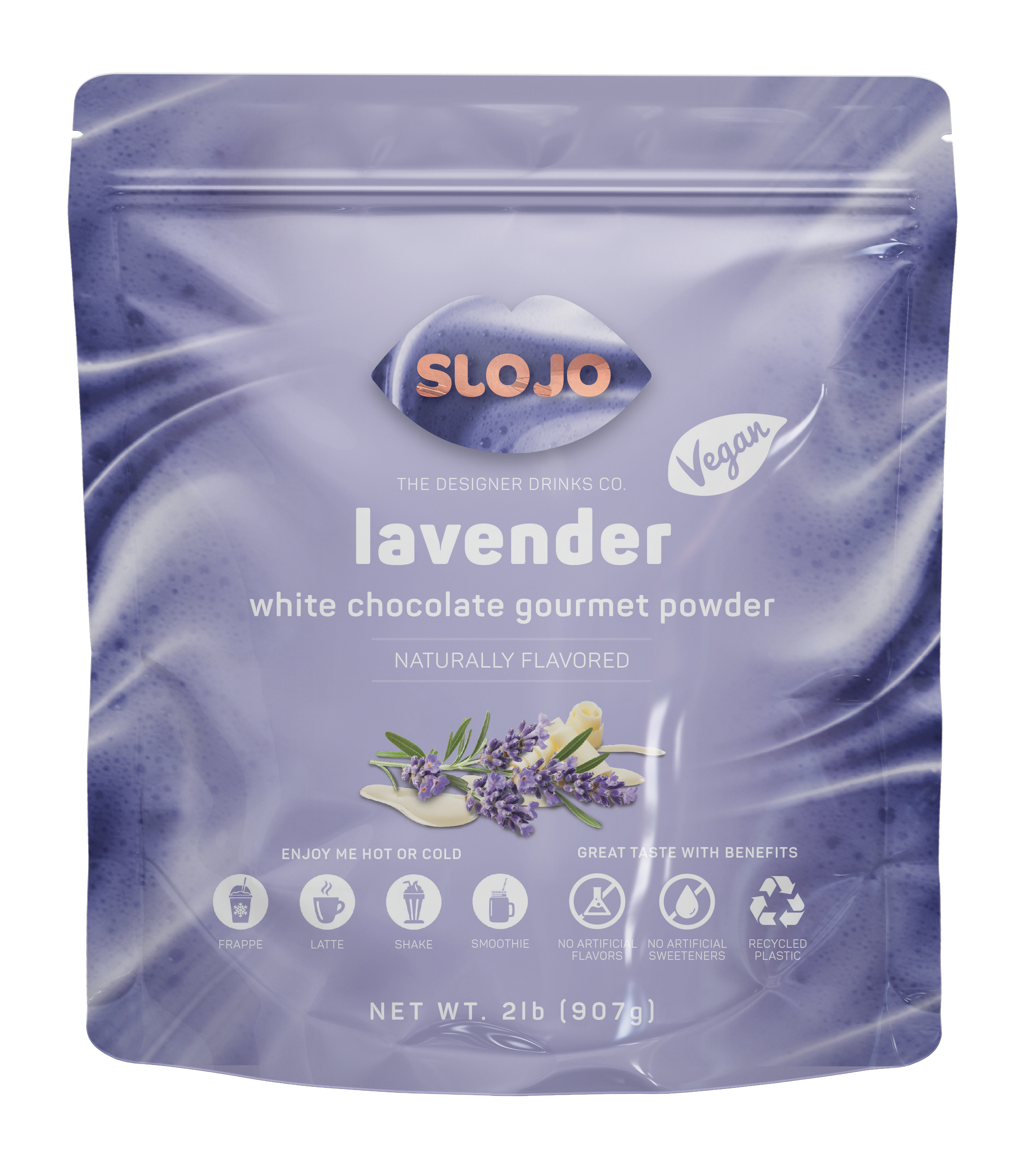 SloJo Lavender White Chocolate Powder, 2 lb retail bag (7 count)