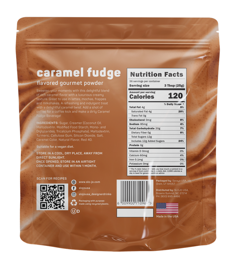 SloJo Caramel Fudge Powder, 2lb retail bag (7 count)