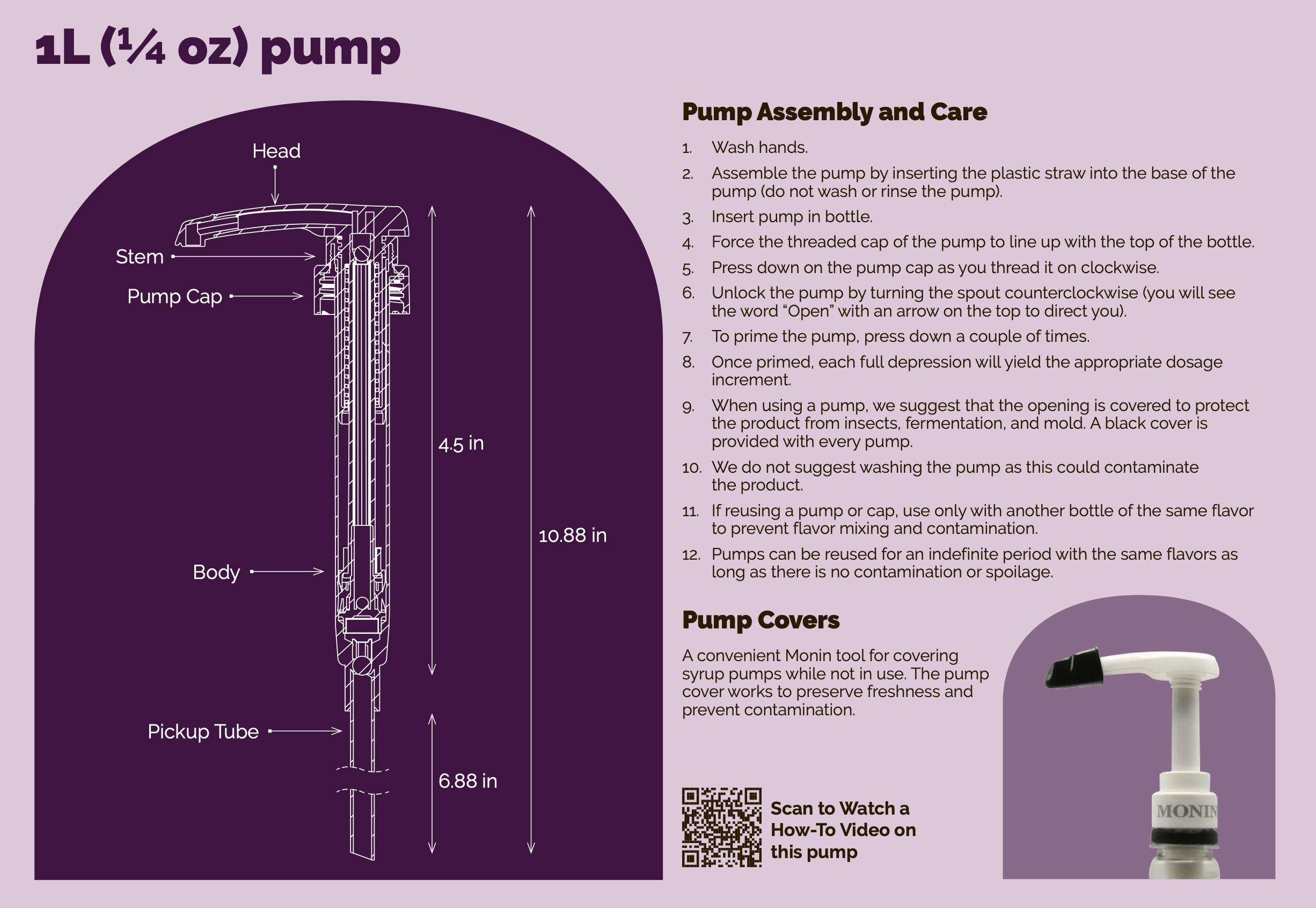 Monin Syrup Pump (1 LITER BOTTLE)