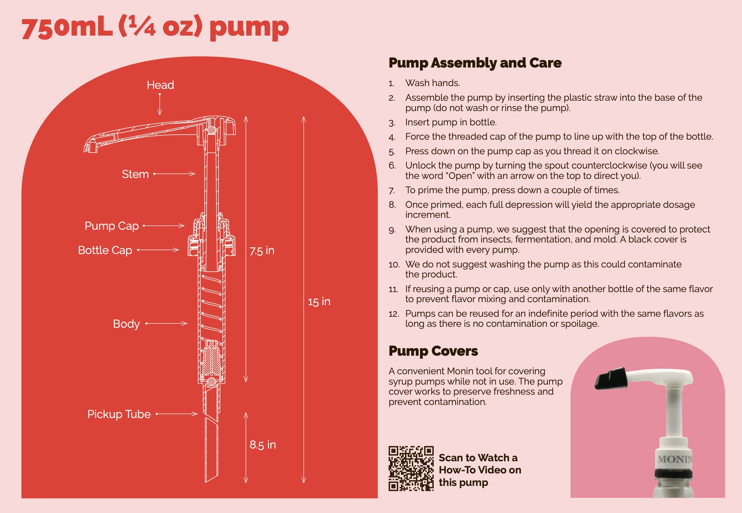 Monin Syrup Pump (750ML GLASS BOTTLE)