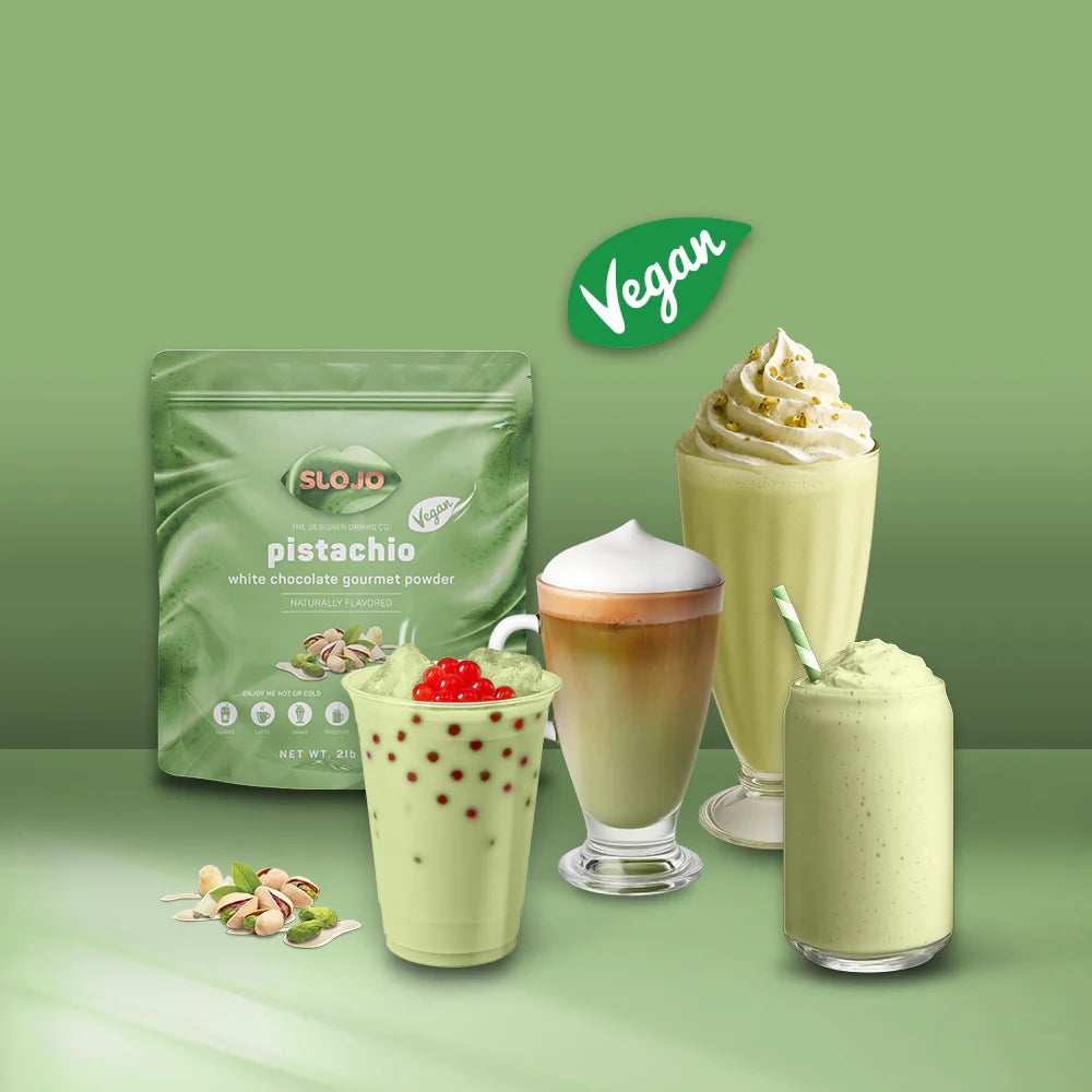 SloJo Pistachio White Chocolate Powder, 2.2 lb bag (8 count)