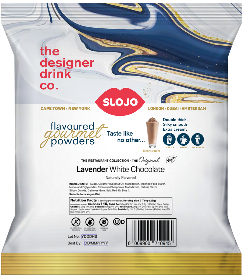 SloJo Lavender White Chocolate Powder, 2.2 lb bag (8 count)
