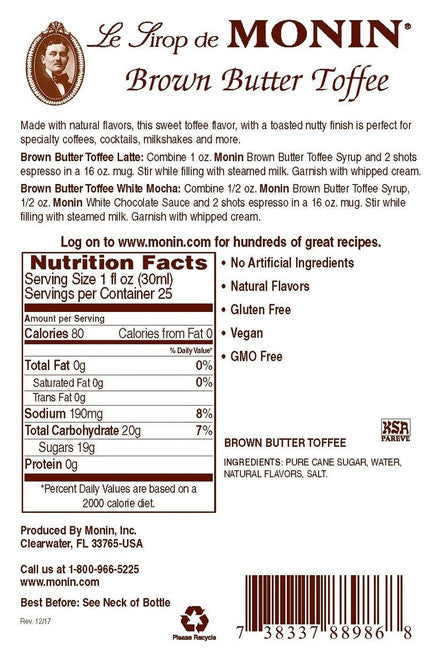 Monin Brown Butter Toffee Syrup