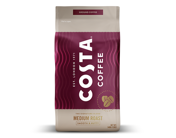 Costa Medium Roast Ground Coffee, 12 oz bag (10 count)